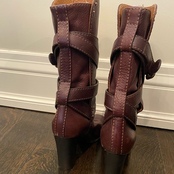 Chloe Burgundy Heeled Boots - Picture 9 of 11
